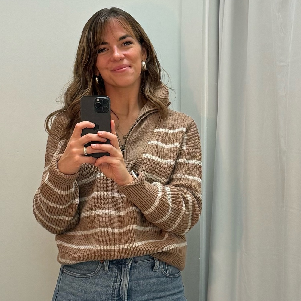 Faherty Brown Striped Sweater